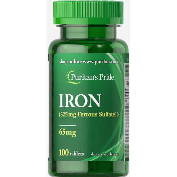 Iron Ferrous Sulfate 65 mg - 100 Tablets 100-82-5001285-20 фото