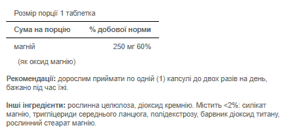 Magnesium 250mg - 100caps 100-94-3263369-20 фото