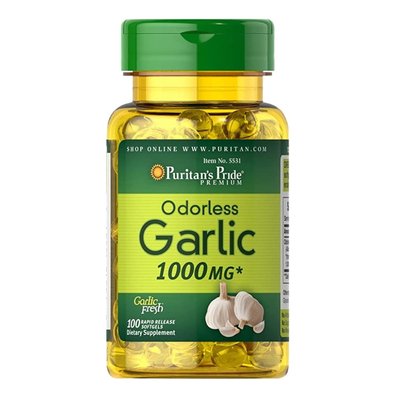 Odorless Garlic 1000 mg - 100 Rapid Release softgels 100-65-6489456-20 фото