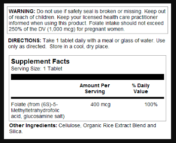 Methyl Folate 400mcg - 90 tabs 2022-10-1014 фото