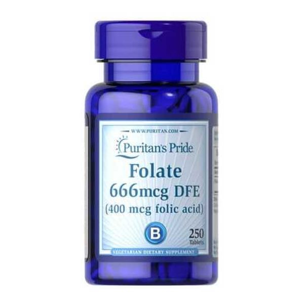 Folate 666mcg DFE (Folic Acid 400 mcg) - 250 Tablets 100-35-6708735-20 фото