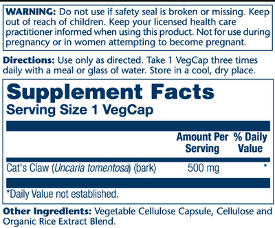 Cat's Claw 500mg - 100 vcaps 2022-10-1015 фото