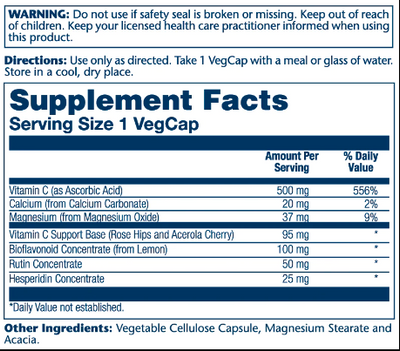 Vitamin C with Bioflavonoid Concentrate 500mg - 100 vcaps 2022-10-1024 фото