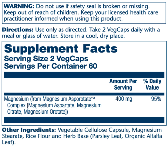 Magnesium Asporotate 400mg - 120 vcaps 2022-10-1032 фото