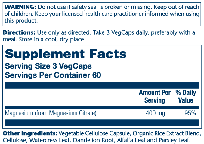 Magnesium Citrate 400mg - 180 vcaps 2022-10-3043 фото