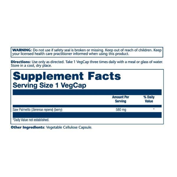 Saw Palmetto Berry 580mg - 50 vcaps 26112 фото